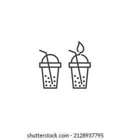 Bubble drink, natural tea. Vector outline icon template