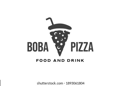 Bubble Drink and Pizza Logo Design Template