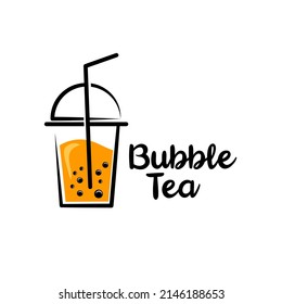 Bubble drink tea cup logo design vector illustration