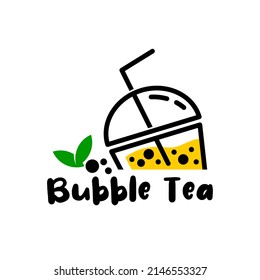 Bubble drink tea cup logo design vector illustration