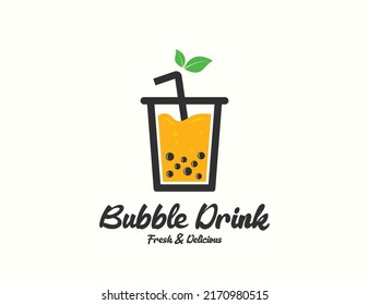 Diseño del logotipo del té de la bebida burbuja