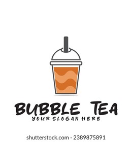 Bubble drink tea logo icon graphic template