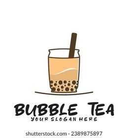 Bubble drink tea logo icon graphic template