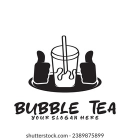 Bubble drink tea logo icon graphic template