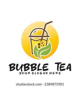 Bubble drink tea logo icon graphic template