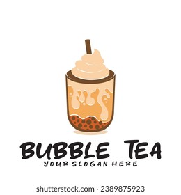 Bubble drink tea logo icon graphic template