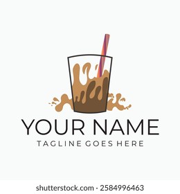 Bubble drink tea logo icon graphic template