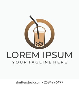 Bubble drink tea logo icon graphic template