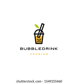 bubble drink tea logo vector icon illustration