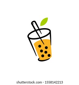 bubble drink tea logo vector icon illustration	
