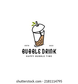 Bubble drink vintage logo design