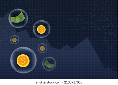 bubble economic crisis,board economy vector,flat art.