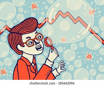 Bubble Economy. Economic Collapse. Vector illustration.