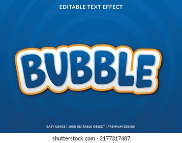 plantilla de efecto de texto editable de burbujas con estilo abstracto para uso de logotipo y marca de negocios