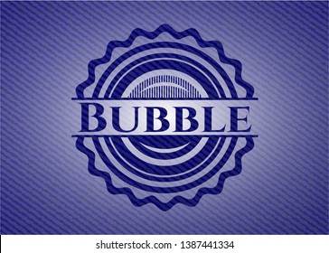 Bubble emblem with jean high quality background. Vector Illustration. Detailed.