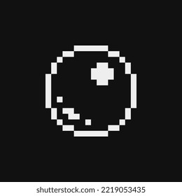Bubble emoji, pixel art icon. Old school computer graphic design. 1-bit style. Isolated vector illustration.