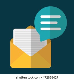 bubble envelope social network communication media con. Colorful and flat design. Vector illustration