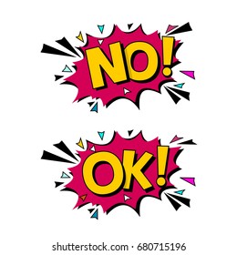 Bubble with expression text OK/NO. icons vector