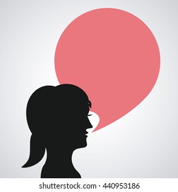 Bubble with female person icon. Communication design. vector gra