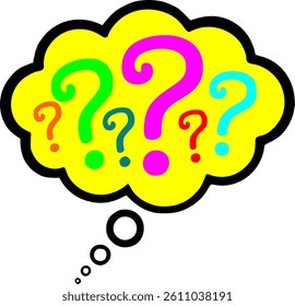 Bubble filled with swirling question marks – Confusion, curiosity, overthinking, brainstorming, decision making, abstract concept vector illustration