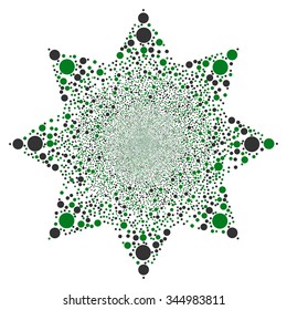 Bubble Fireworks Flower vector illustration. Style is green and gray bicolor flat balls, white background.
