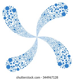 Bubble Fireworks Swirl With Four Petals vector illustration. Style is cobalt flat circles, white background.