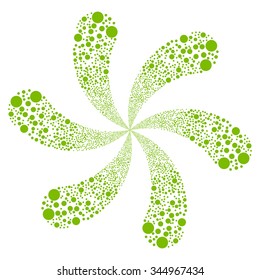 Bubble Fireworks Swirl With Six Petals 01 vector illustration. Style is eco green flat circles, white background.