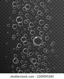 El vectores de agua de burbujas champán soda chispa bajo el agua burbujas fondo. Líquido de espuma de Fizz transparente