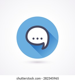 Bubble flat icon in a circle with long shadow
