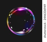 Bubble. Foam. Air soap bubble. Vector. Graphic art. Black background. Screensaver for web design.