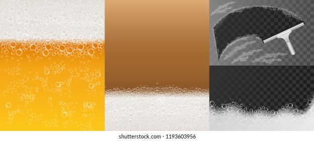 Bubble foam banner set. Realistic illustration of bubble foam vector banner set for web design