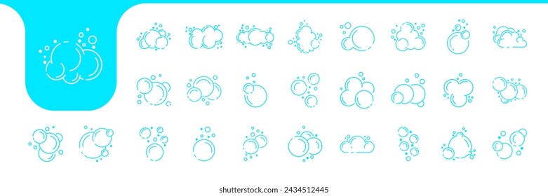 bubble foam line art set collection icon design vector