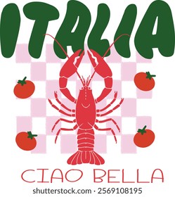 Bubble font Italia lobster pasta pizza doodle trending cute Europe artwork