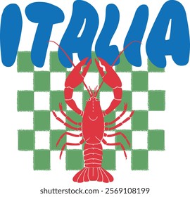 Bubble font Italia lobster pasta pizza doodle trending cute Europe artwork