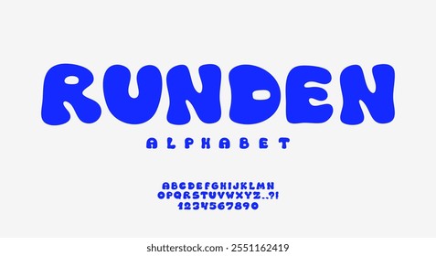 Bubble font. Typeface with balloon effect. Y2K alphabet. Wavy groovy letters. Bold black and white typescript. Rounded font. Plump alphabet