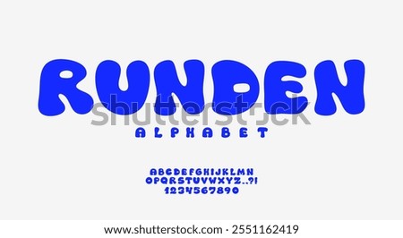 Bubble font. Typeface with balloon effect. Y2K alphabet. Wavy groovy letters. Bold black and white typescript. Rounded font. Plump alphabet