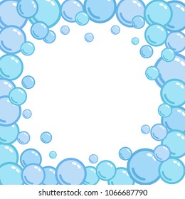 Bubble frame, place for text from blobs, soap blister bounding box, foam border, vector illustration