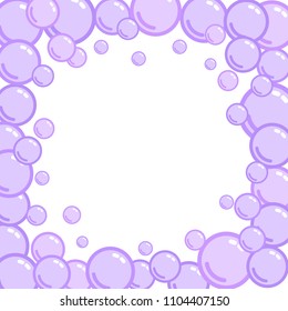 Bubble frame, place for text from blobs, soap blister bounding box, foam border, vector illustration