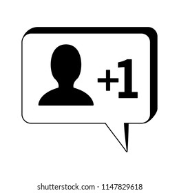 Bubble friend request symbol in black and white