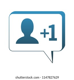 Bubble friend request symbol blue lines