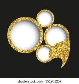 Bubble of gold glittering stars . Golden element collection. 