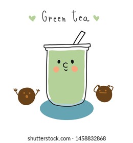 bubble green tea cartoon vector doodle style