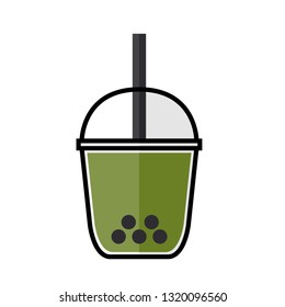 bubble green tea flat icon 