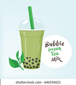 bubble green tea milk vector