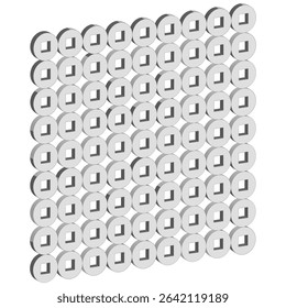 Bubble grid pattern. Spherical repeat design. White 3D layout. Abstract texture.