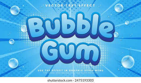 Bubble Gum 3d editable text effect Template with modern and simple style