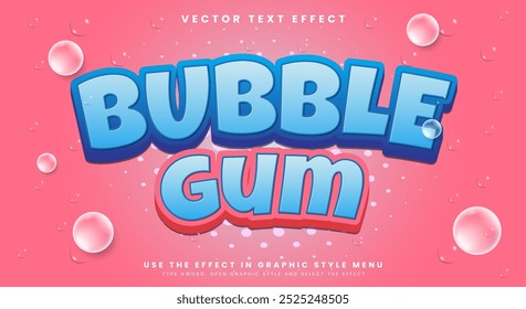 Bubble Gum 3d editable text effect Template with Bubble Style