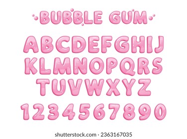 Bubble Gum Alphabet, Playful And Colorful, This Edible Typeface Boasts Vibrant Pink Hues And Chewy, Sugary Letters