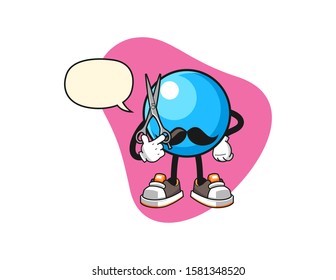 Bubble gum ball barber with speech bubble cartoon. Mascot Character vector.