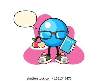 Bubble gum ball dietitian with speech bubble cartoon. Mascot Character vector.
